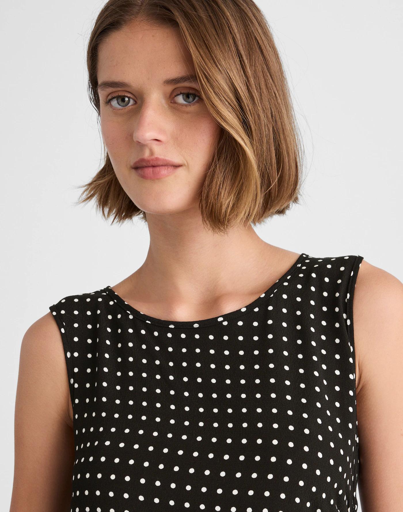 Asymmetrical Ruched Midi Dress in Dot Product Image