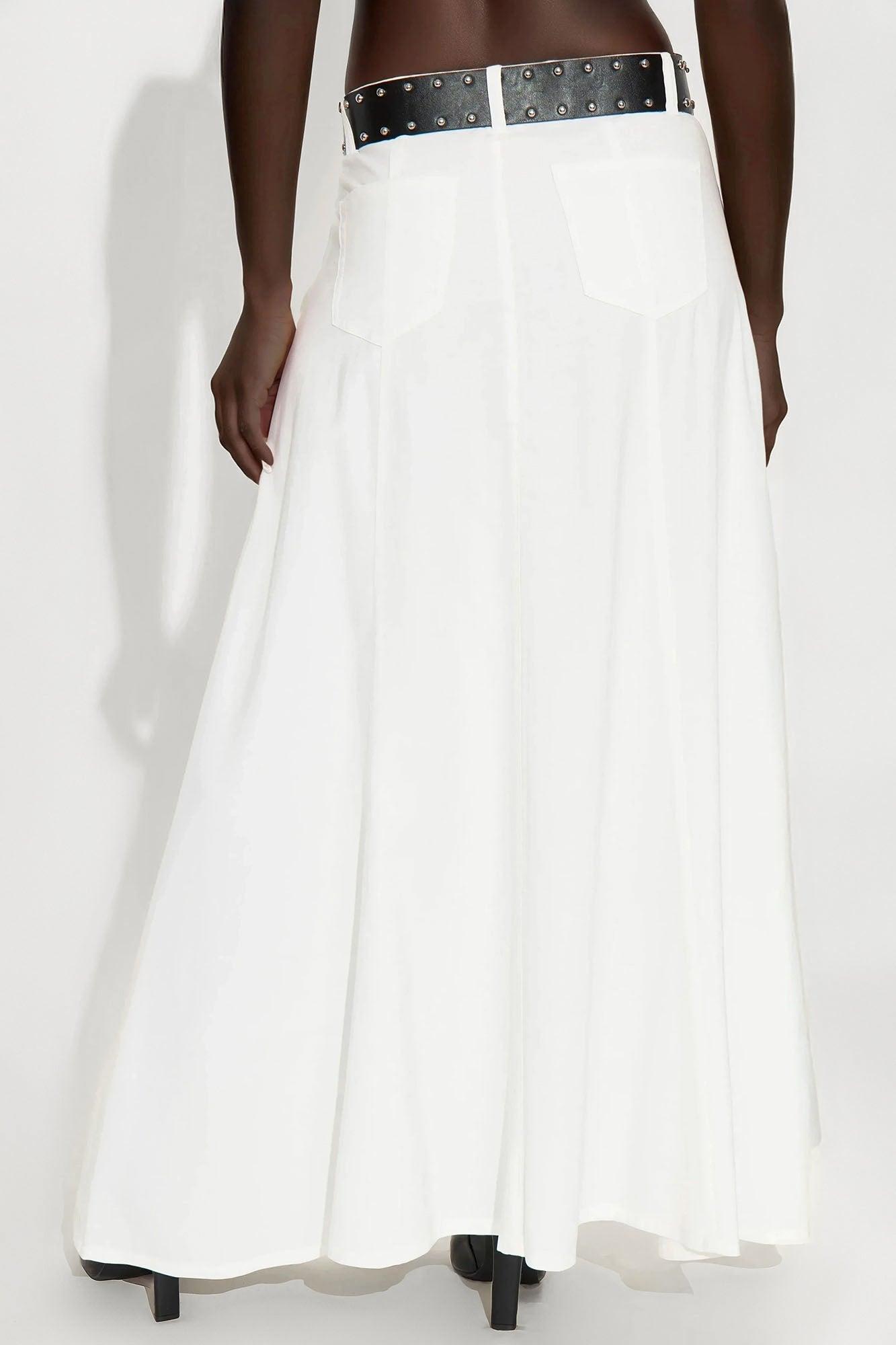 Harlow Maxi A Line Pleated Rayon Blend Skirt - Ivory Female Product Image