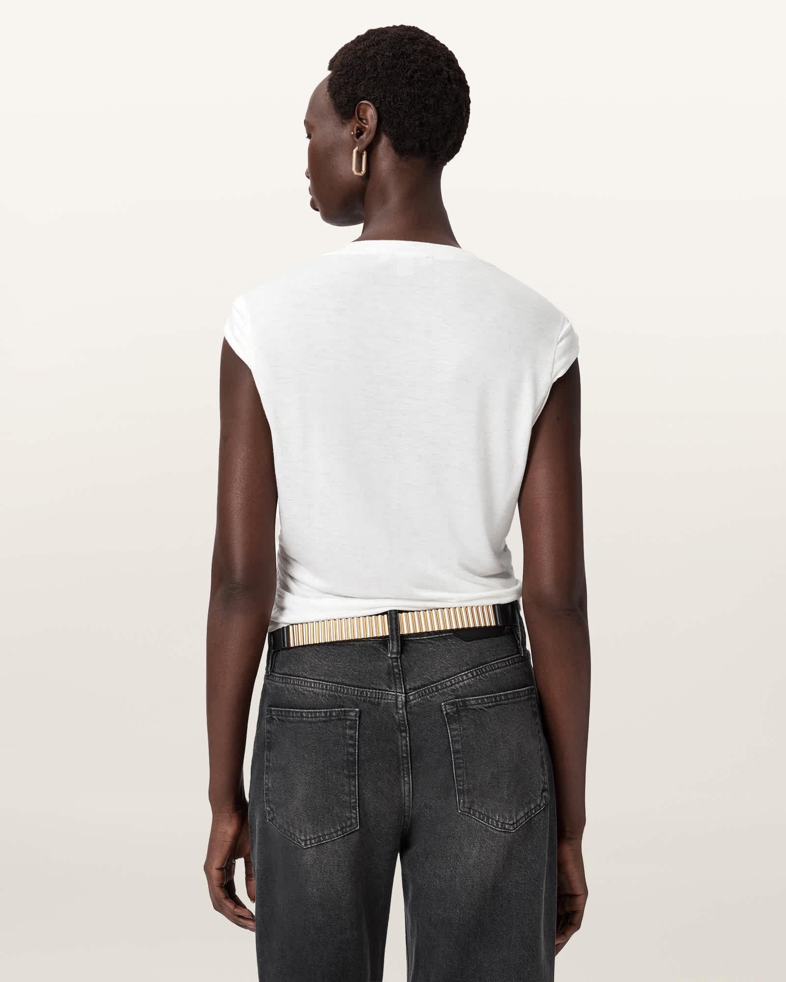 West Shimmer Tank Top STONE WHITE | ALLSAINTS US Product Image