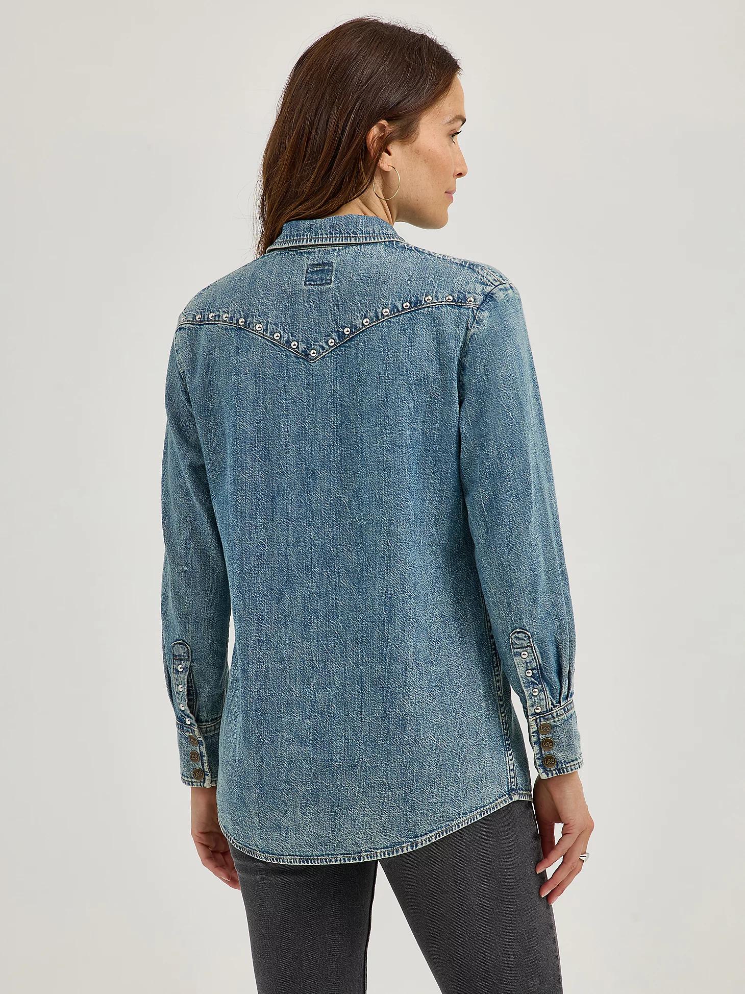 Women's Studded Working Western Denim Shirt | Women's Tops & Tees | Lee® Product Image