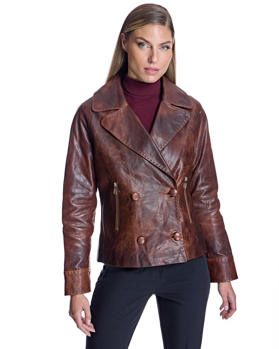 Distressed Leather Jacket Product Image