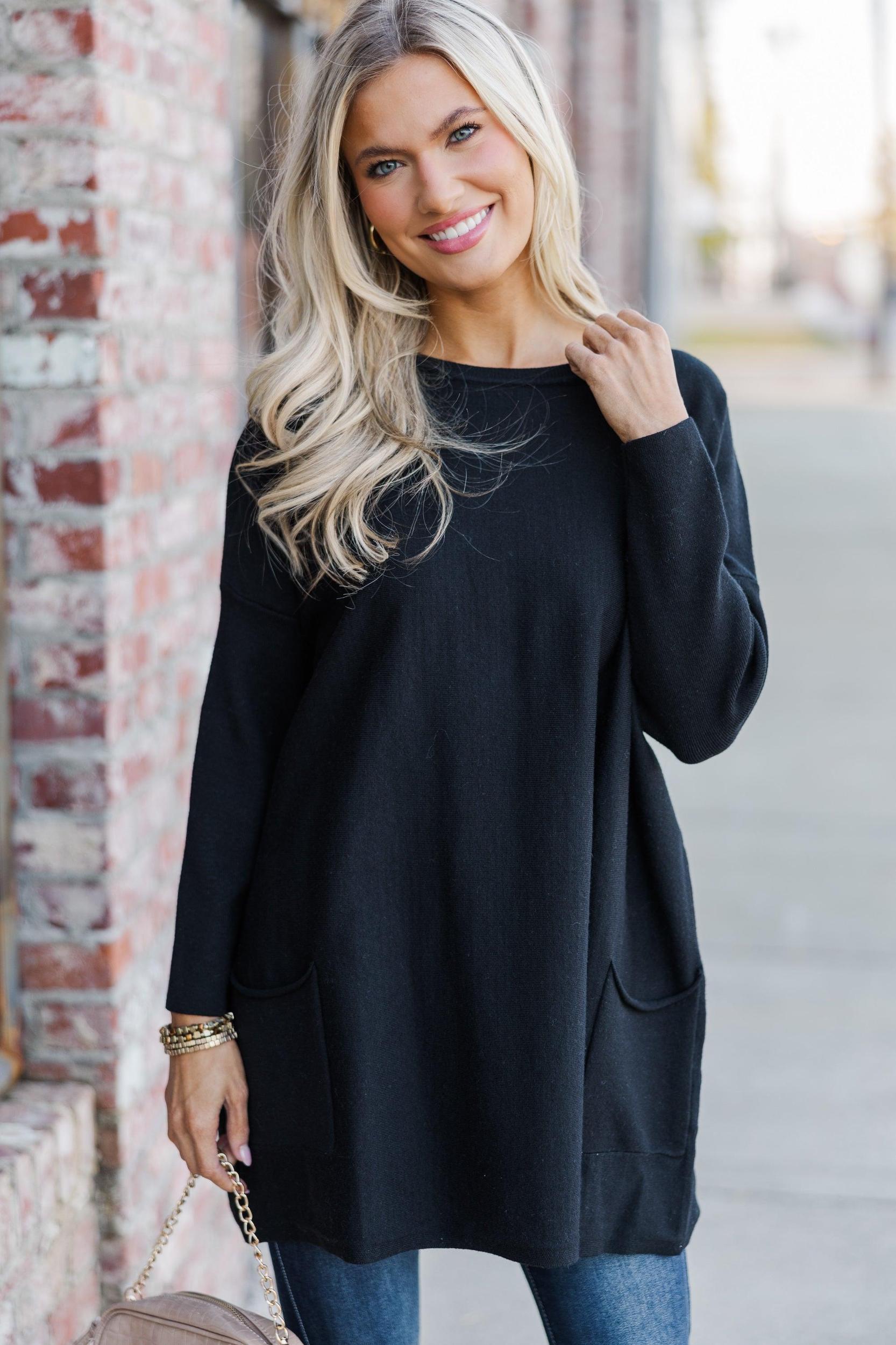Loving My Life Black Pocket Tunic Female Product Image