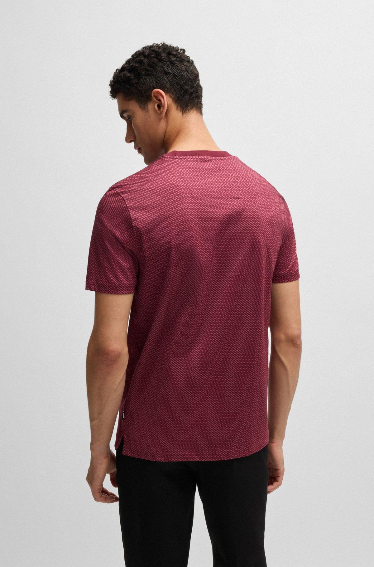 Mercerized-cotton T-shirt with two-tone monogram print Product Image