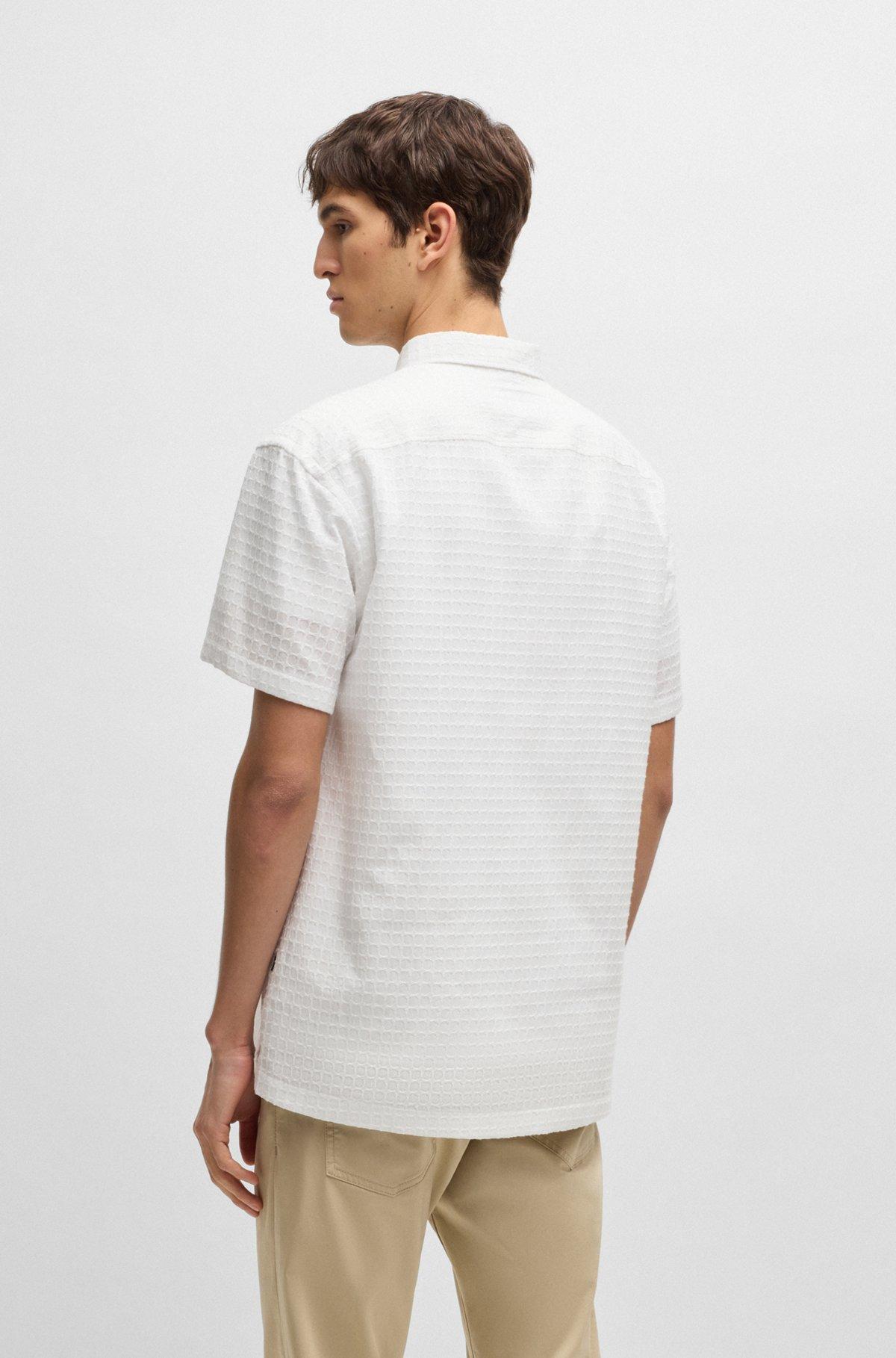 Relaxed-fit shirt in waffle-structured cotton Product Image