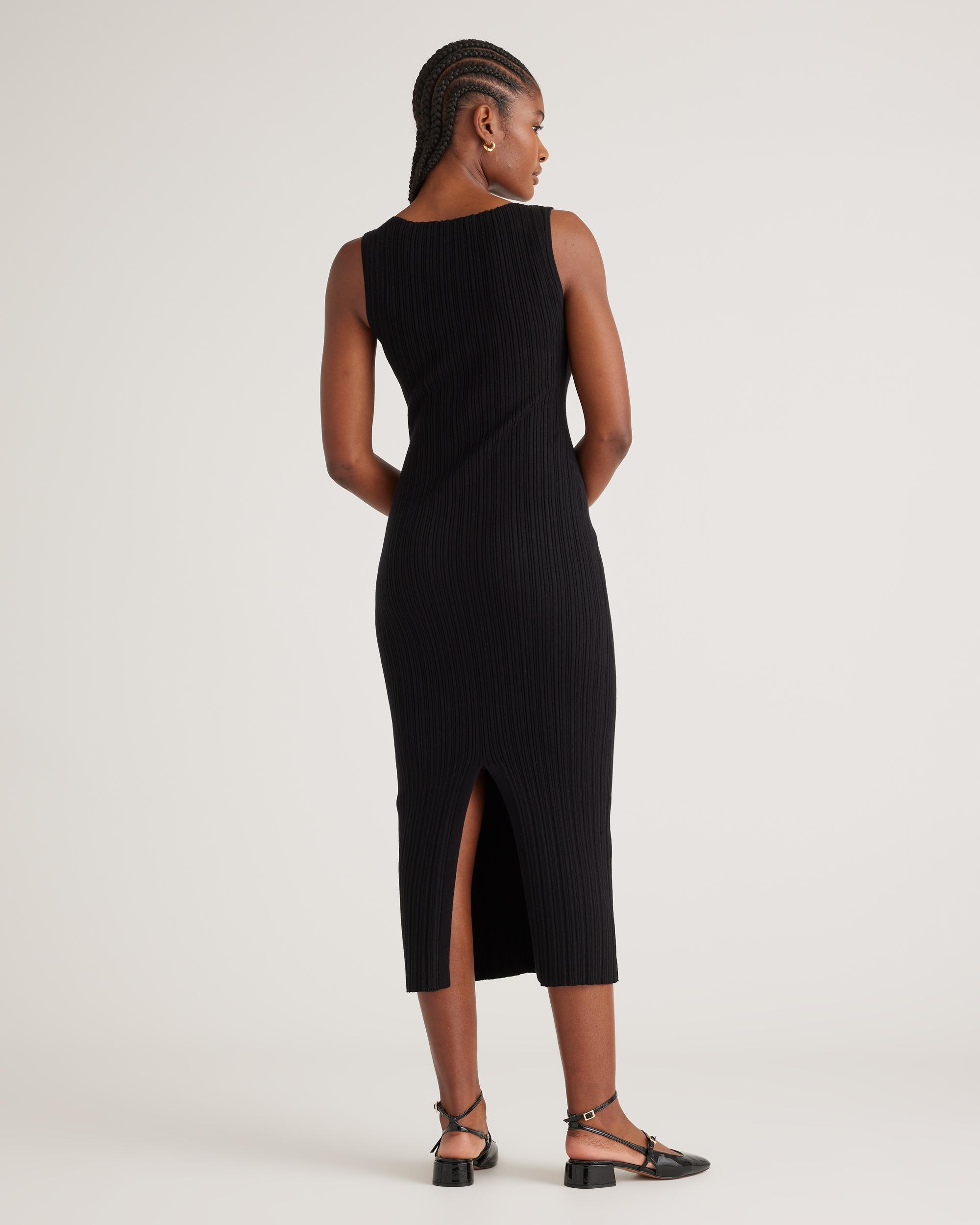 Quince | Women's Cotton Cashmere Ribbed Sleeveless Midi Dress Size XS Product Image