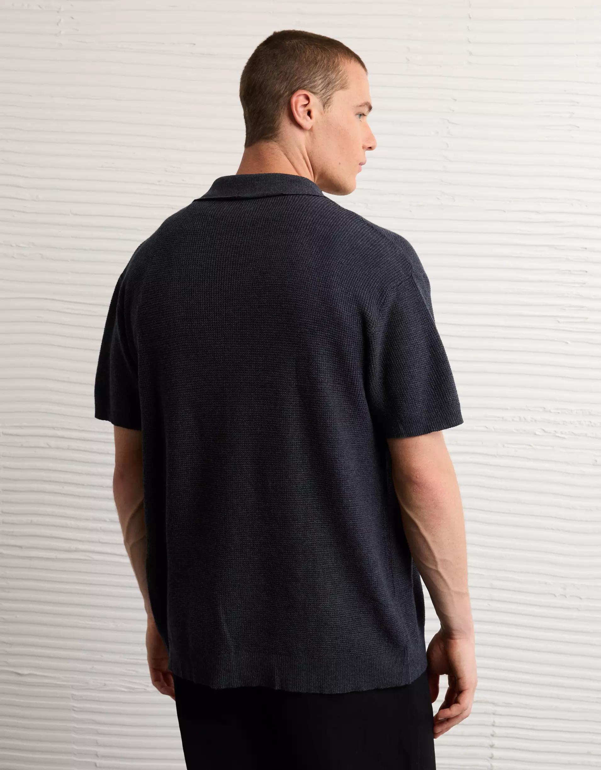 AE Waffle Button-Up Polo Shirt Product Image