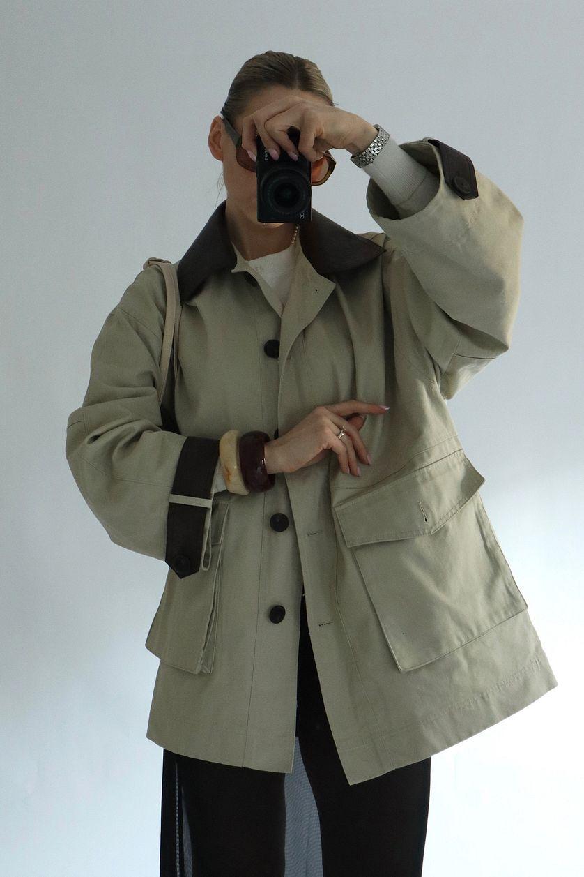 Contrast Collar Drawstring Jacket Product Image