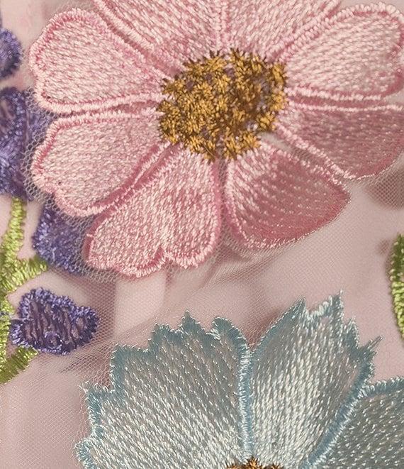 Allison & Kelly 3D Floral Mesh Square Neck Spaghetti Strap Dress Product Image