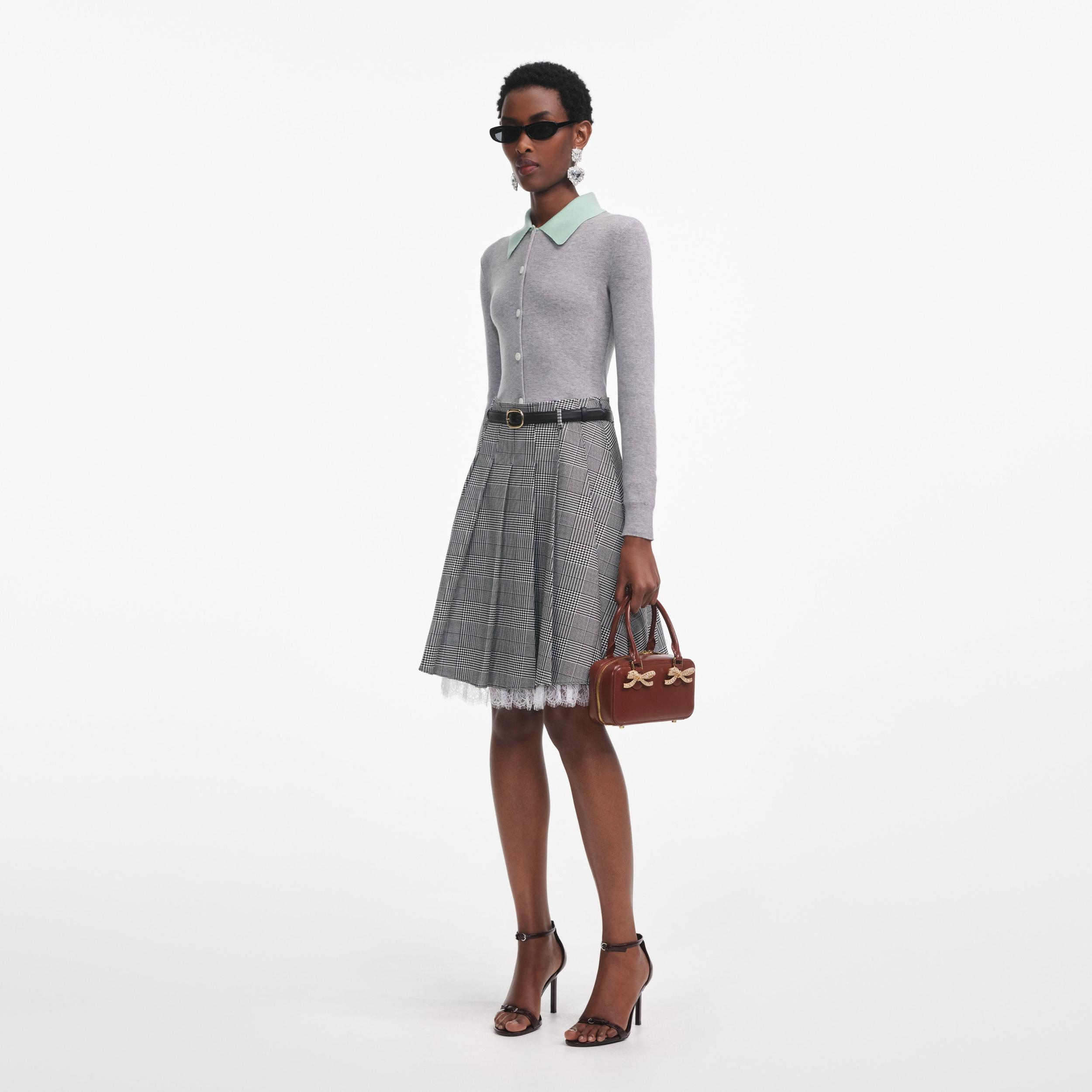 Grey Merino Wool Cardigan Product Image