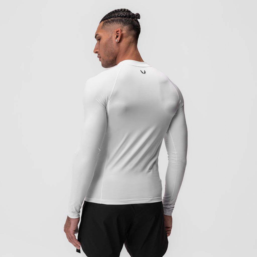 0908. WarpFlexx® Compression Mock Neck Long Sleeve - White "Space Bracket" Product Image