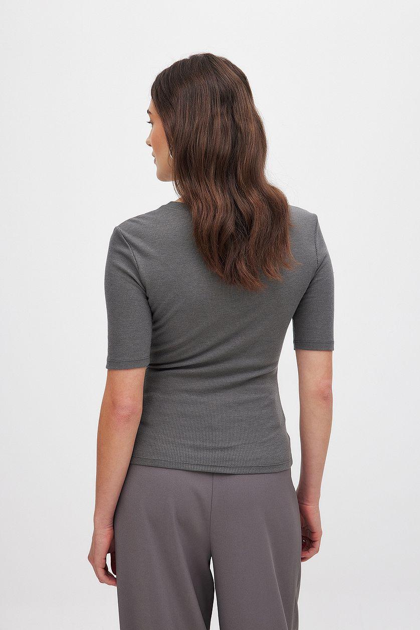 Round Neck Ribbed Top Product Image