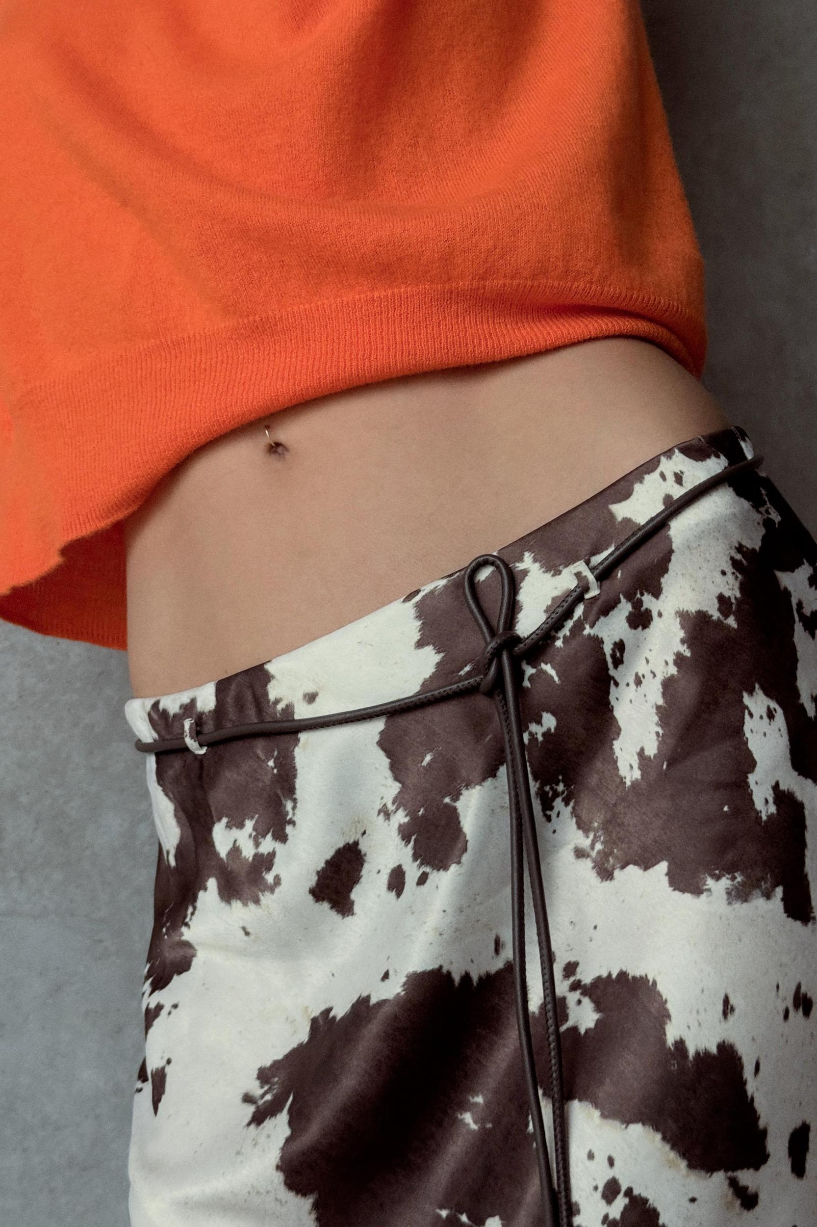 ANIMAL PRINT SATIN EFFECT MIDI SKIRT Product Image