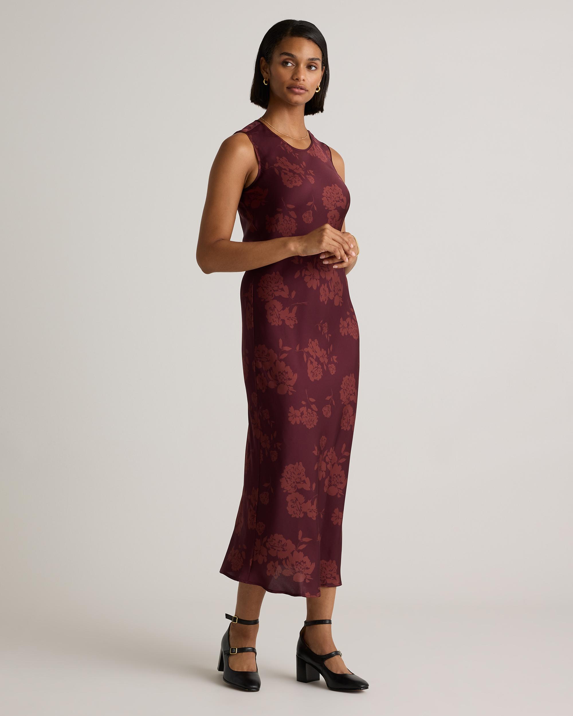 Quince | Women's Washable Stretch Silk Tank Top Midi Dress Product Image