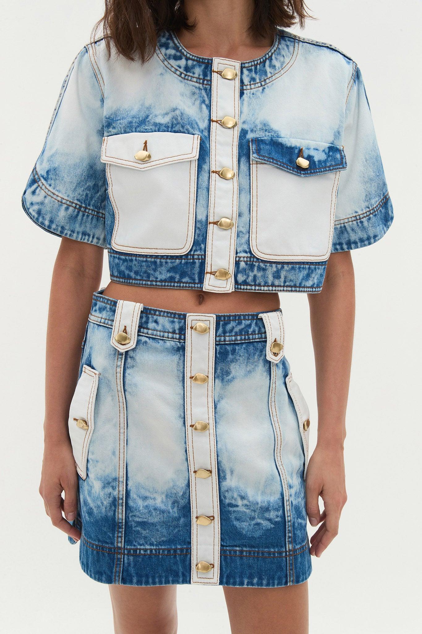 Tides Denim Cropped Top-BLEACH WASH / 4 Product Image