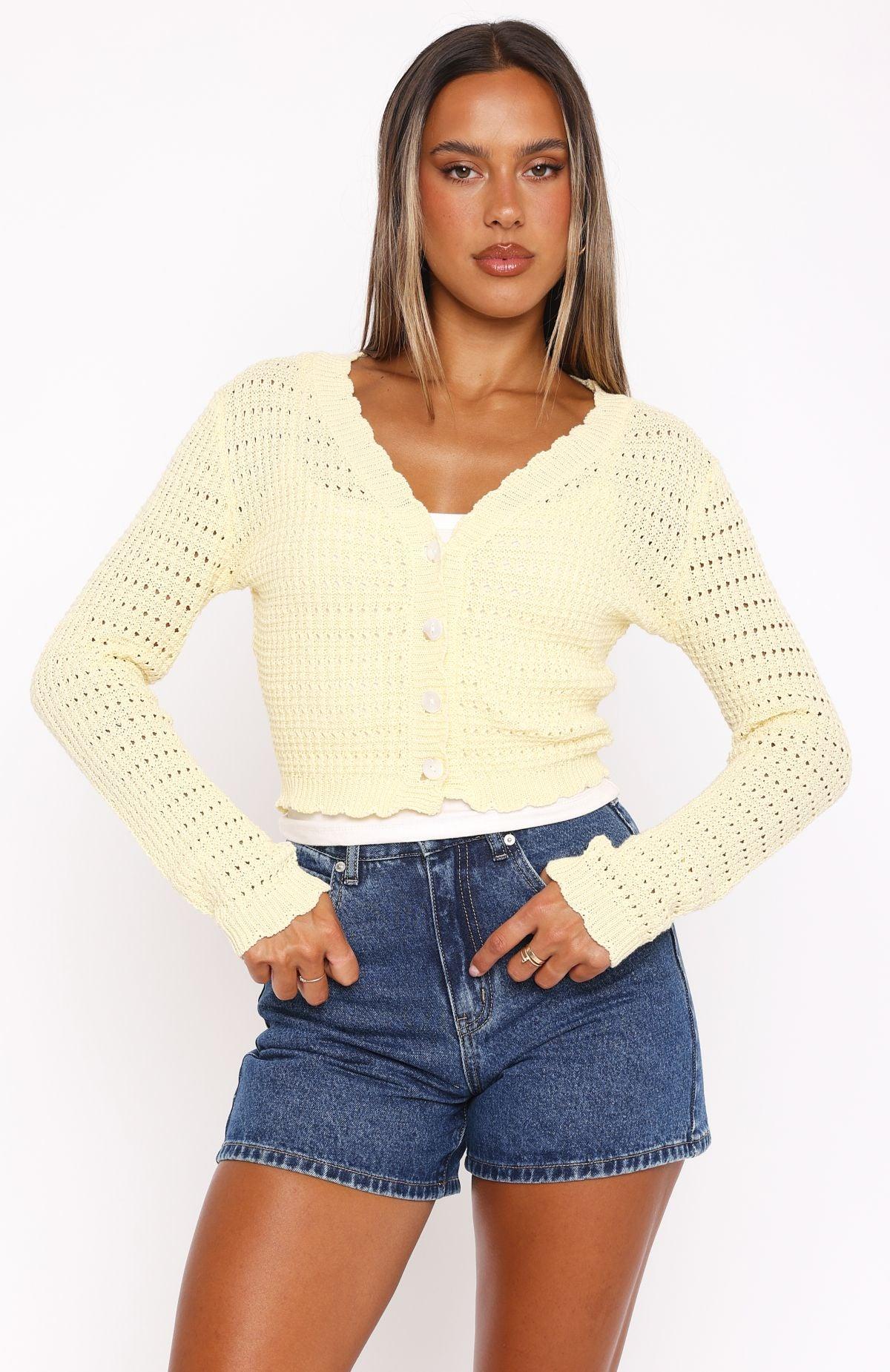 Just Forget About It Long Sleeve Top Lemon Product Image