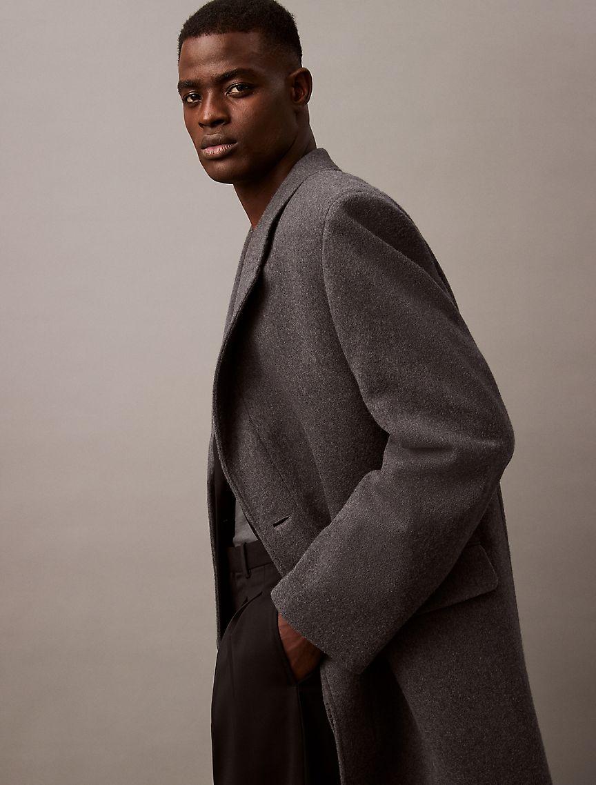 Brushed Wool Blend Top Coat Product Image