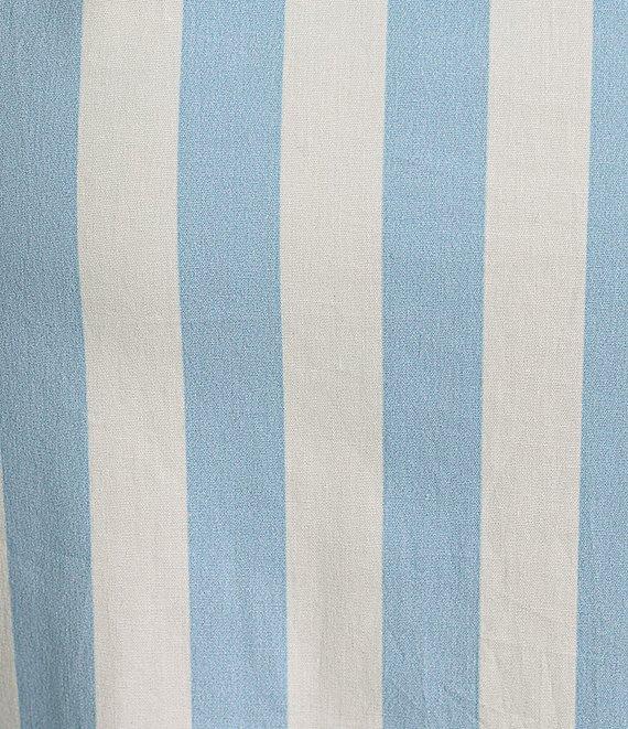 SAIL to SABLE x Style Charade Stripe Button Down Collar Short Sleeve Tie Front Midi Dress Product Image