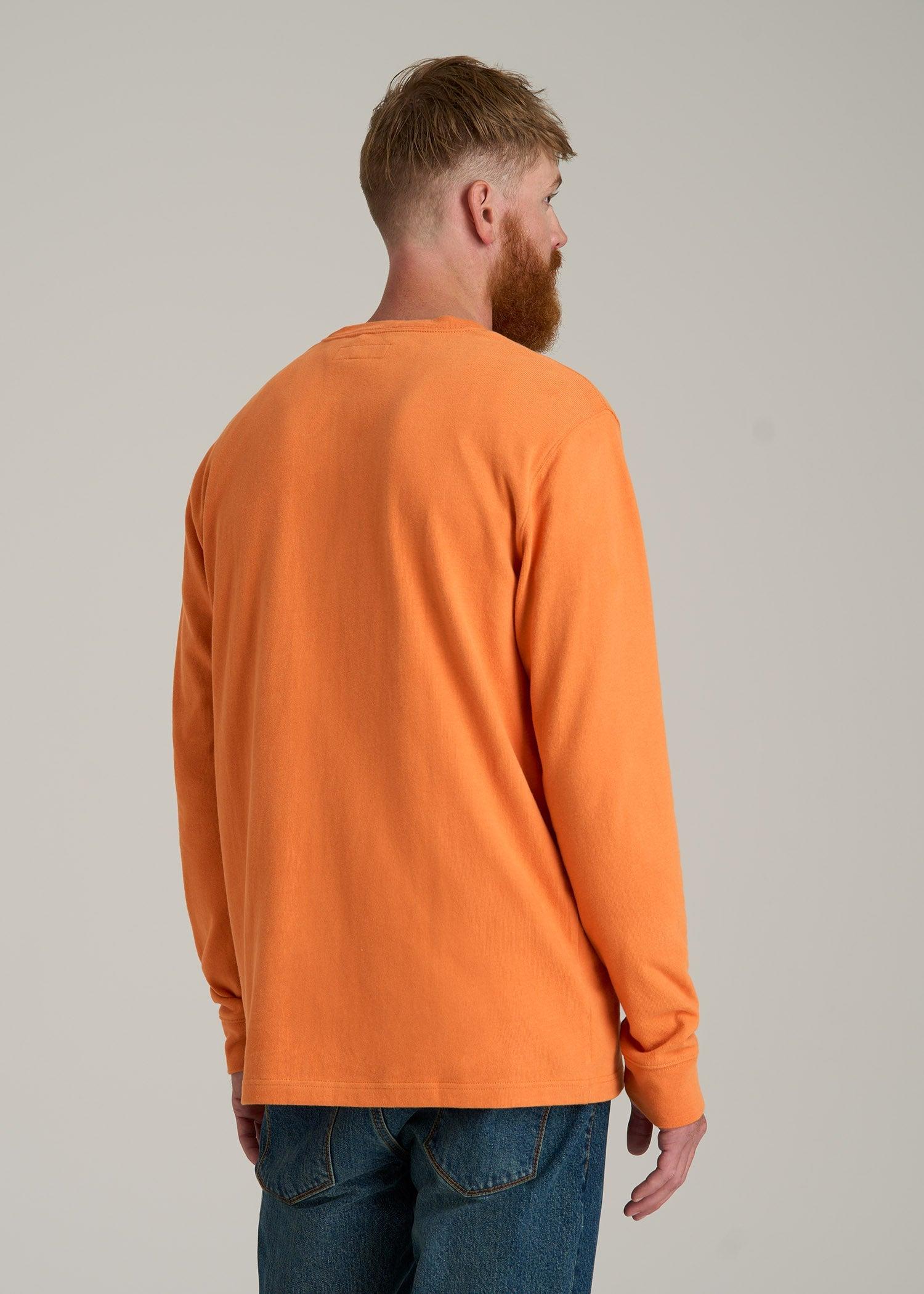 LJ&S Long Sleeve Workwear Pocket Tee for Tall Men in Marmalade Male Product Image