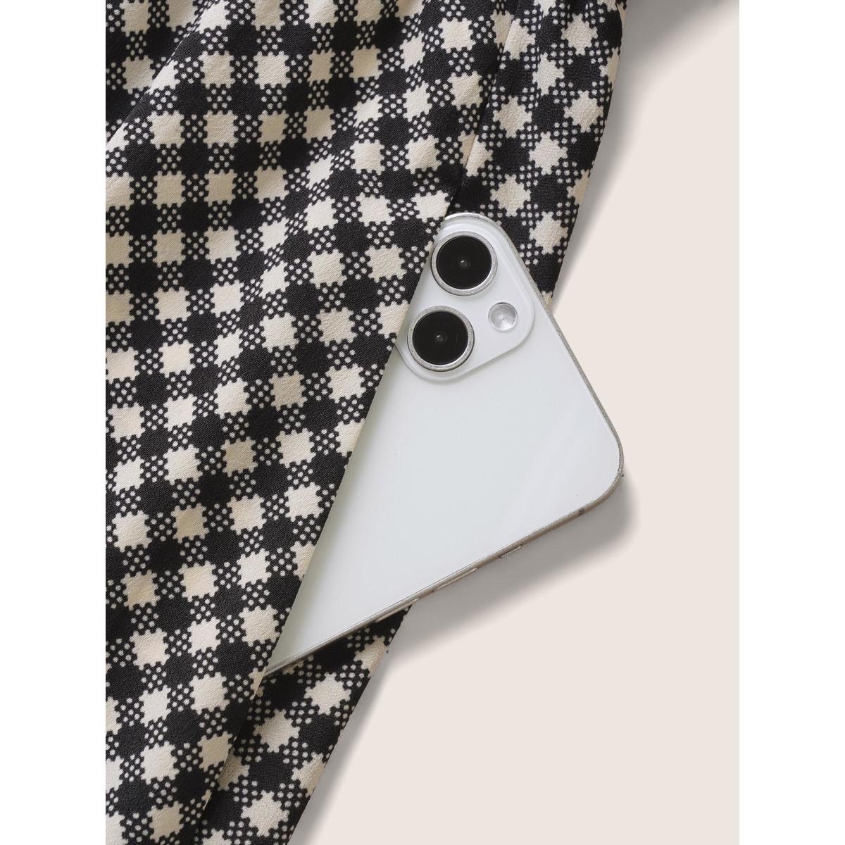 Plus Size Gingham Button Detail Patchwork Cami Dress Black Women Casual Non Non Sleeveless Curvy Midi Dress BloomChic 10/M Product Image