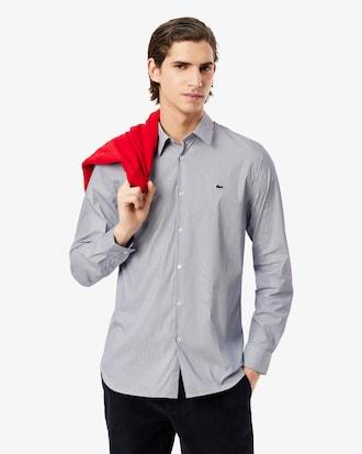Slim Fit Striped Stretch Poplin Shirt Product Image