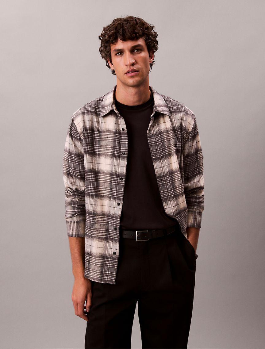 Brushed Plaid Relaxed Button-Down Shirt  Product Image