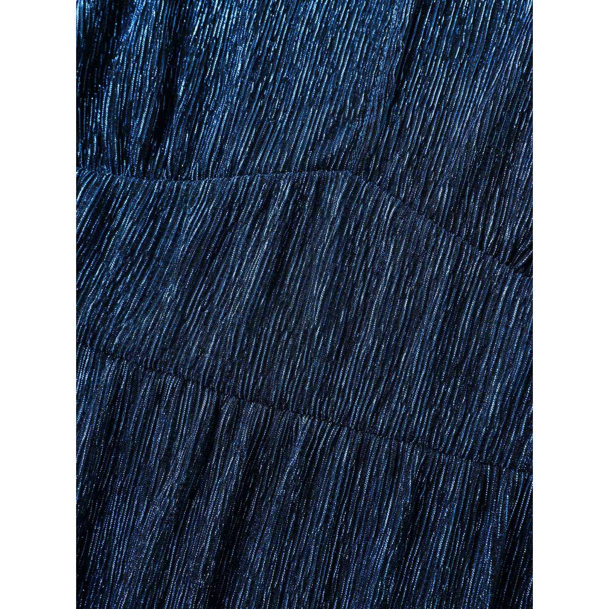 Plus Size Shimmery Silk Cinched-Waist Midi Dress Cerulean Women Non Short sleeve Curvy BloomChic 18-20/2X Product Image