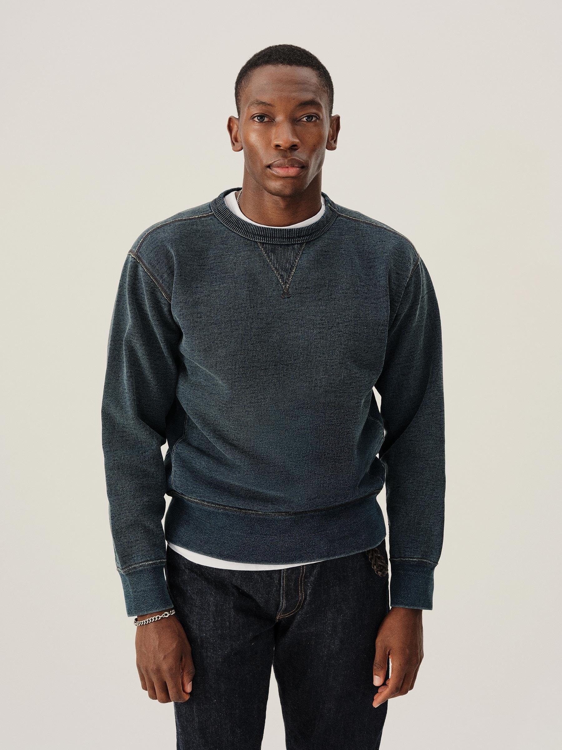 Navy Sunfade Welterweight Double V Crew Sweatshirt Product Image