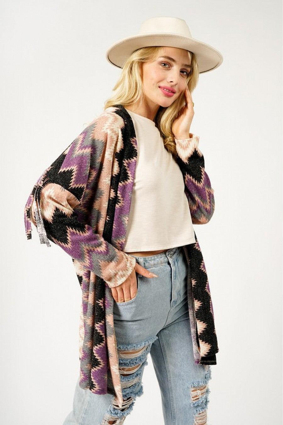 Charmaine Fringe Detail Multicolor Cardigan Product Image