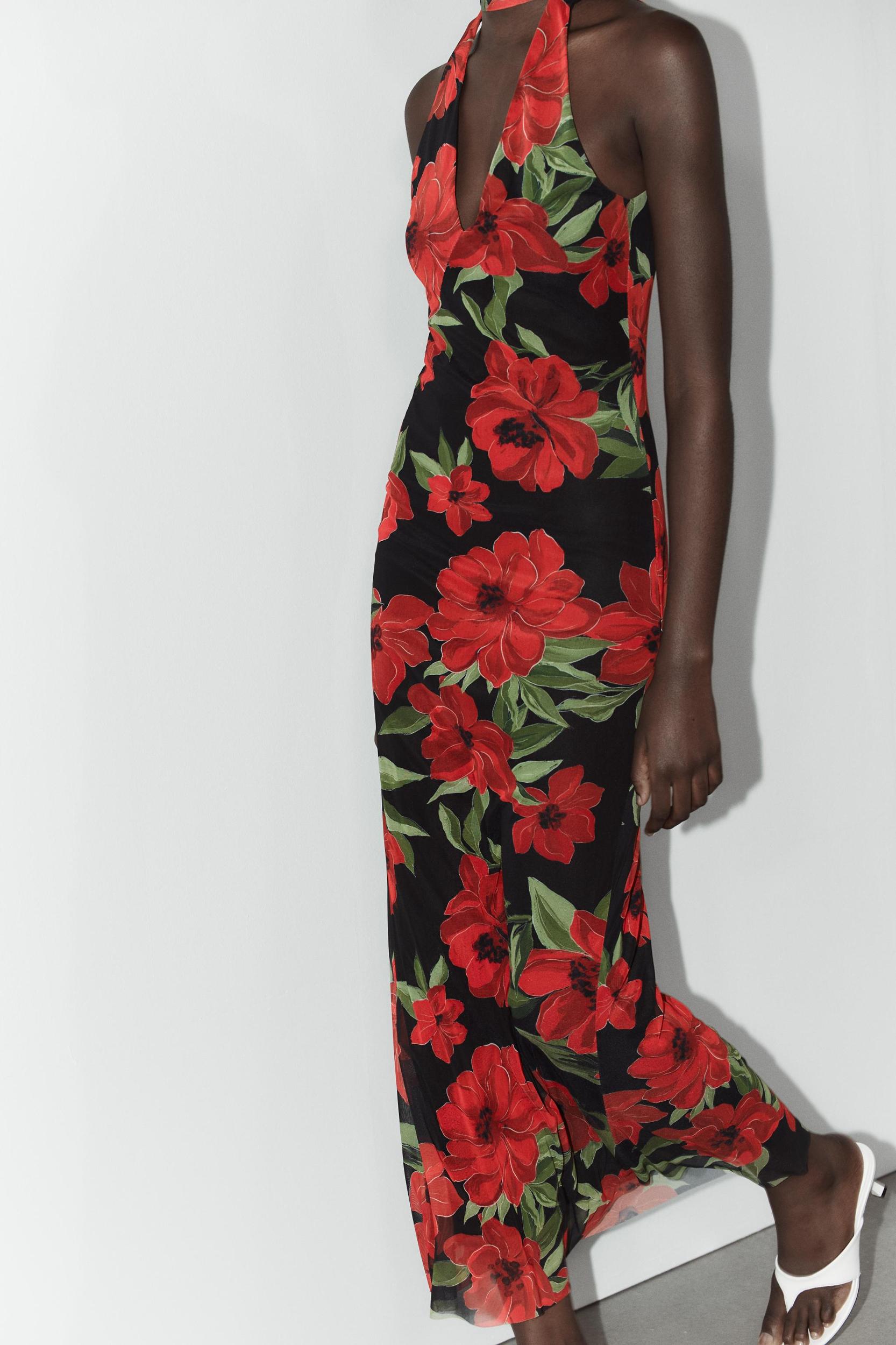 FLORAL PRINT TULLE SCARF DRESS Product Image