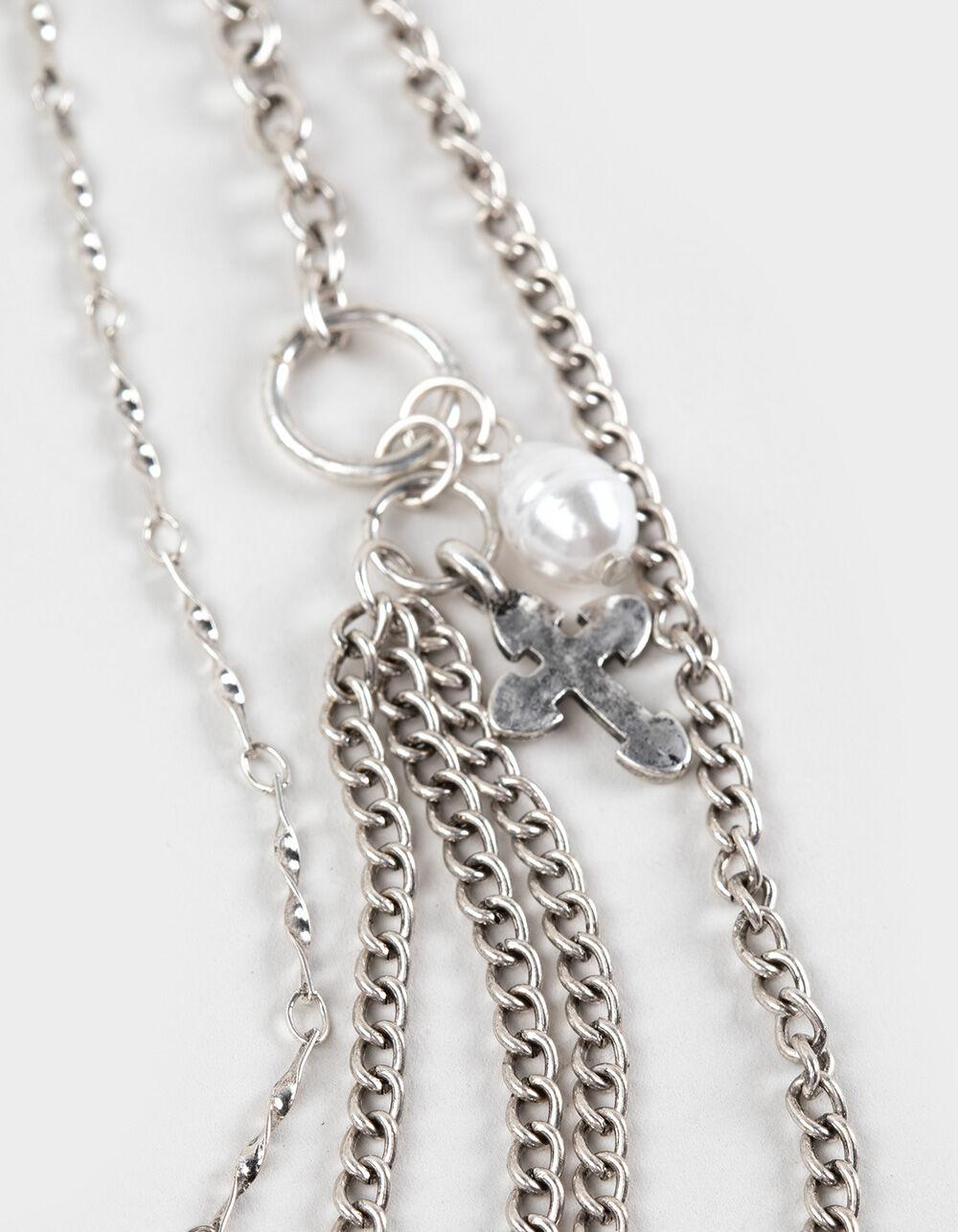 FULL TILT Layered Pearl/Cross Necklace - SILVER Product Image