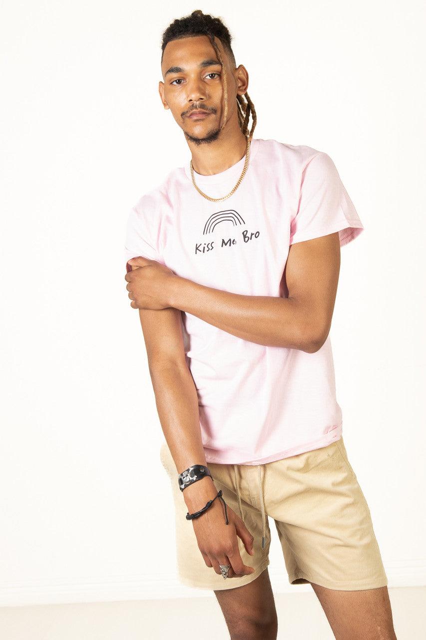 Light Pink Kiss Me Bro T-Shirt Product Image