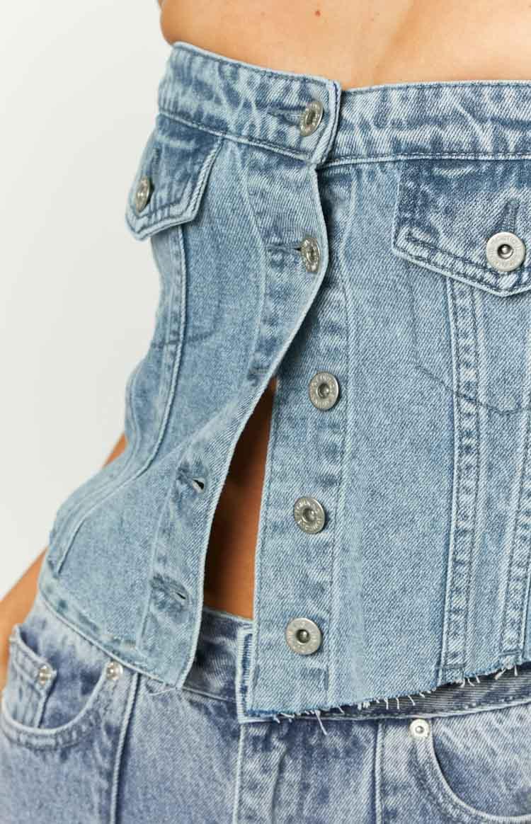 Wilma Mid Wash Denim Button Top Baby Product Image