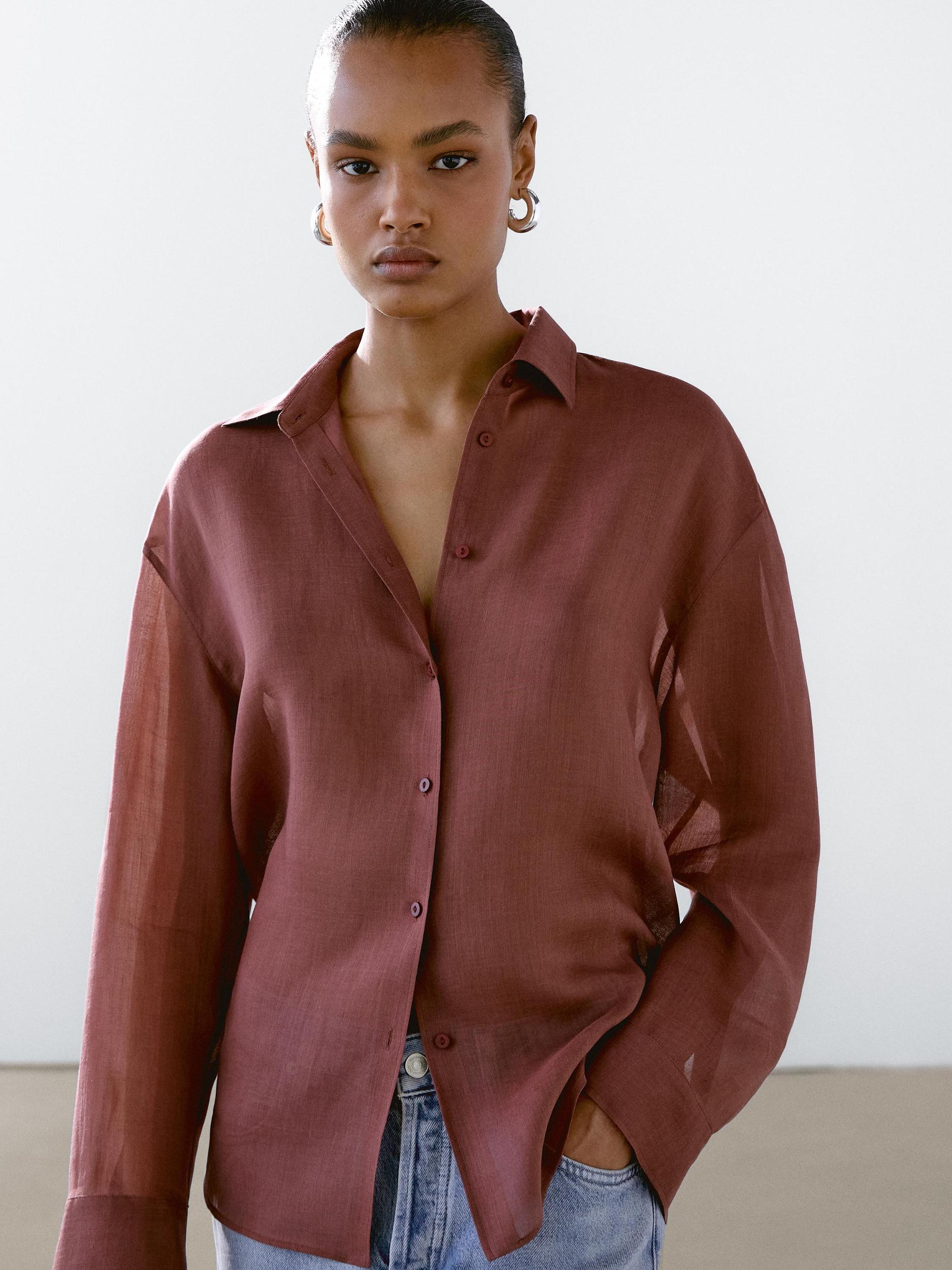 Flowing ramie blend shirt Product Image