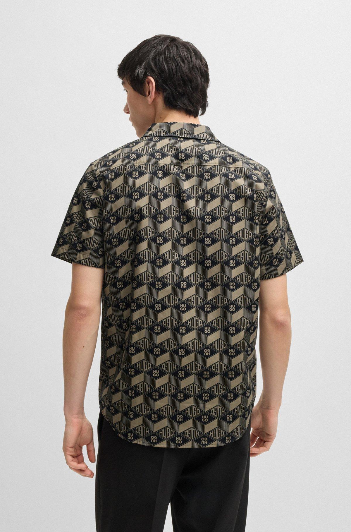 Relaxed-fit shirt in cotton with geometric-logo print Product Image