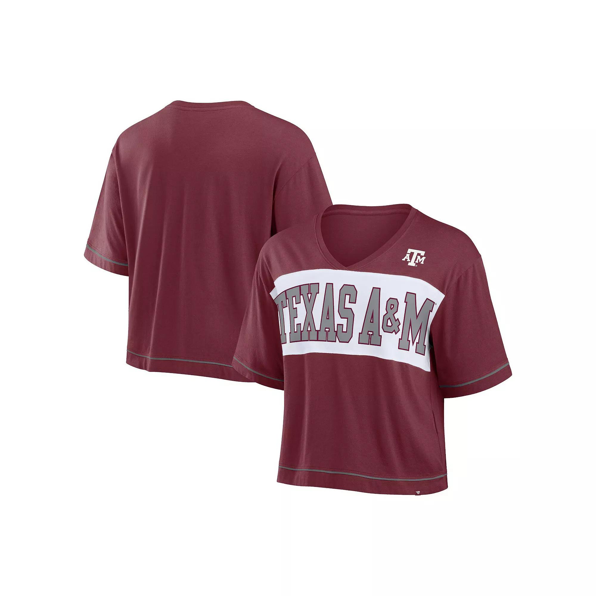 Women's Fanatics Maroon Texas A&M Aggies Home Team Bold Fashion Modest V-Neck Cropped T-Shirt, Size: 2XL, Red Product Image