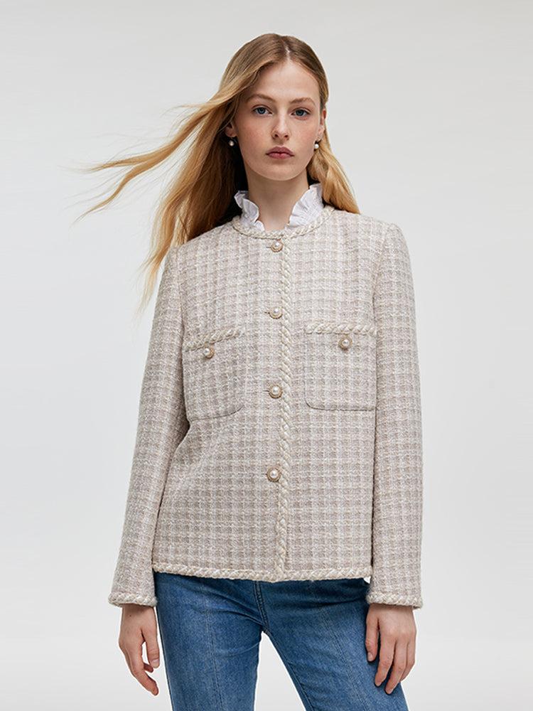 Wool Blend Tweed Single-Breasted Women Jacket Product Image