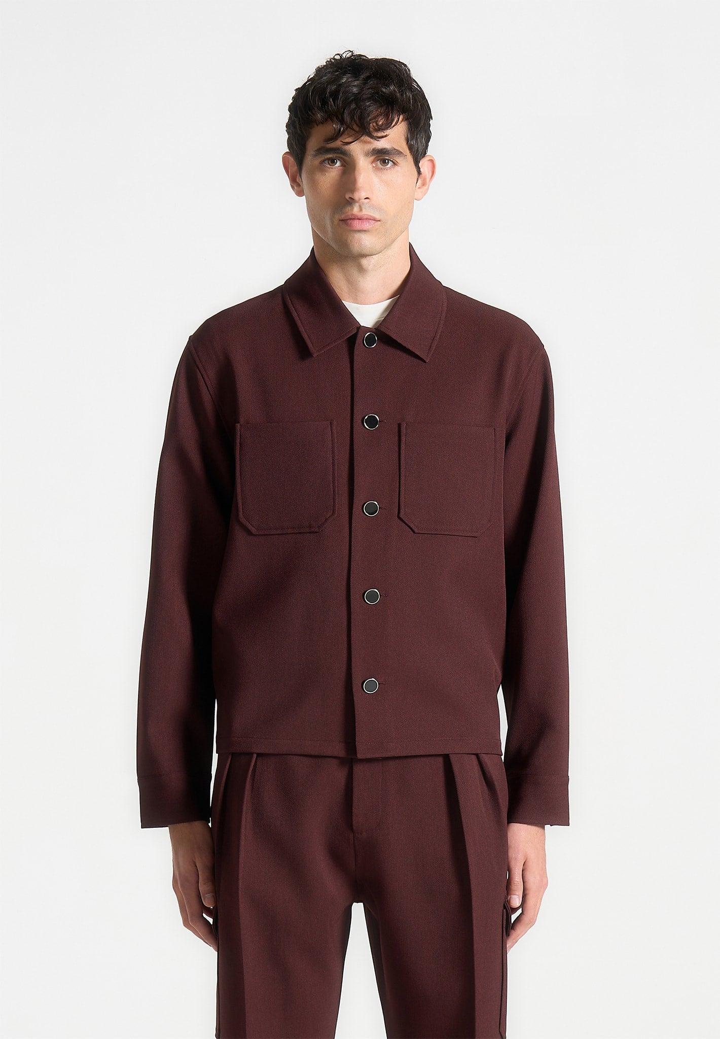 Benoit - Twill Pocket Cropped Shirt - Wine Red Male Product Image