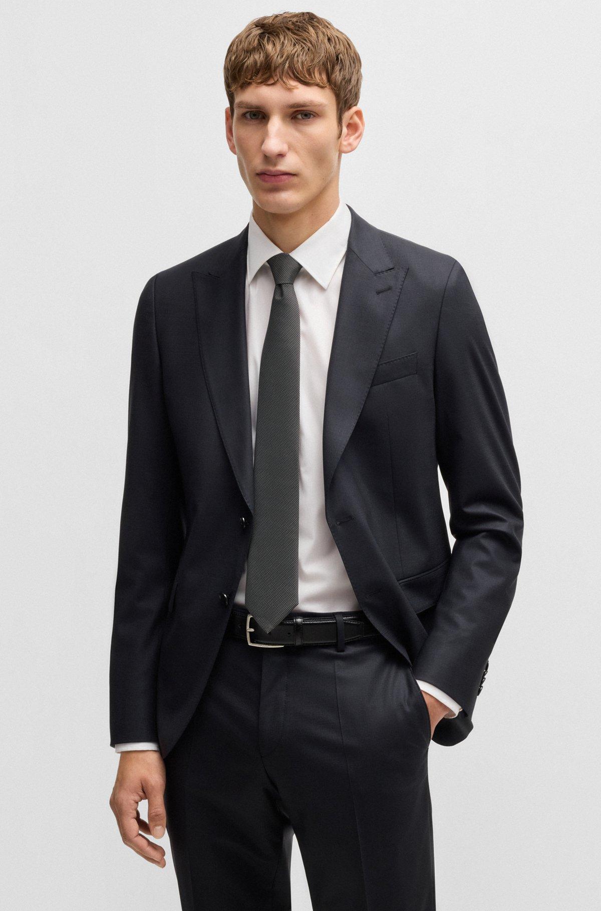 BOSS - Silk-blend tie in micro-pattern jacquard - Black Product Image