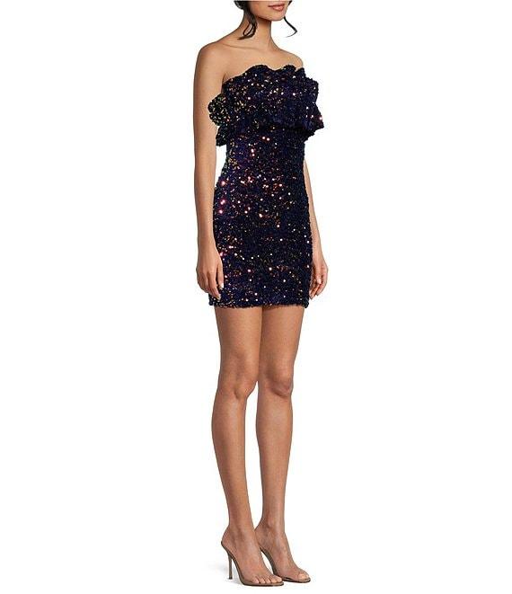 Allison & Kelly Strapless Sequin Cupcake Mini Dress Product Image