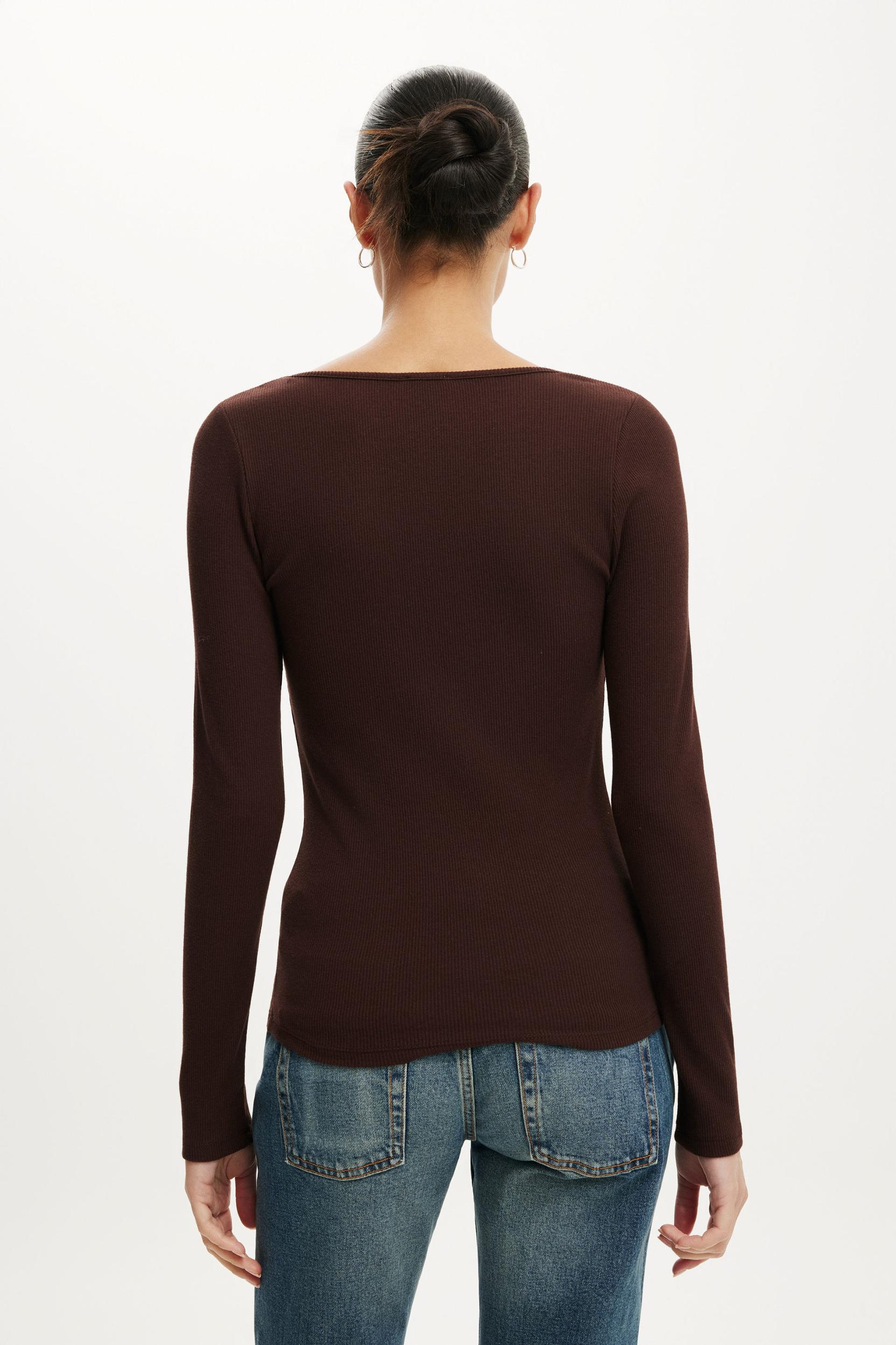 Scoop Neck Rib Long Sleeve Product Image