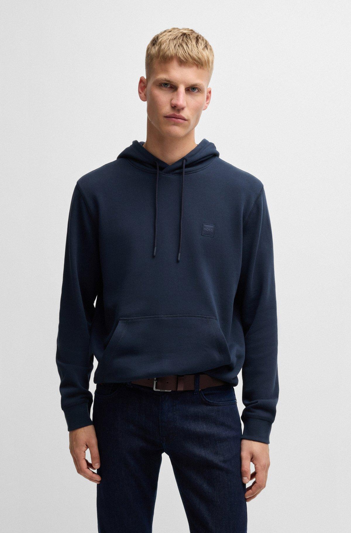 Leather belt with logo and dark ruthenium hardware Product Image