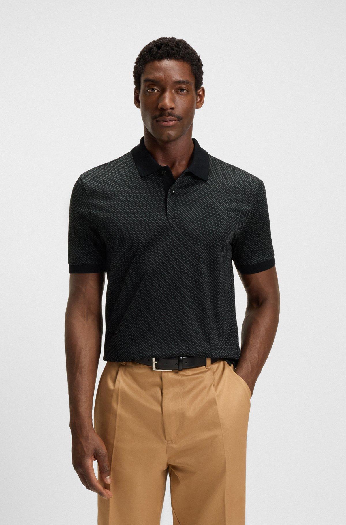 Mercerized-cotton polo shirt with two-tone monograms Product Image