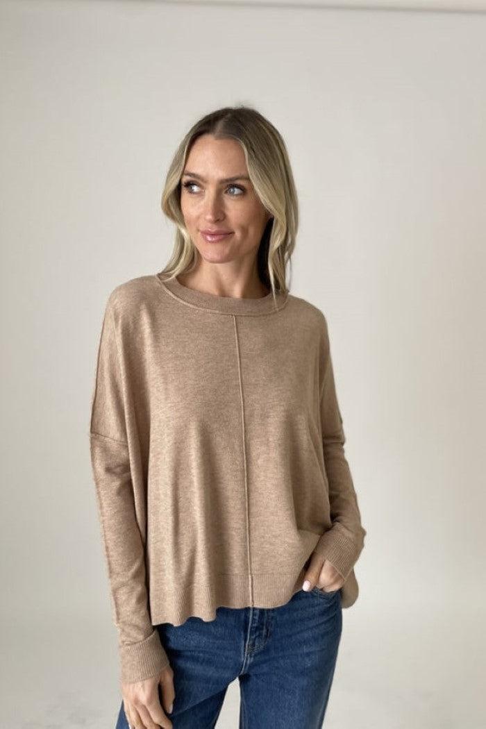 Crew Neck Center Seam Sweater | Devon Product Image