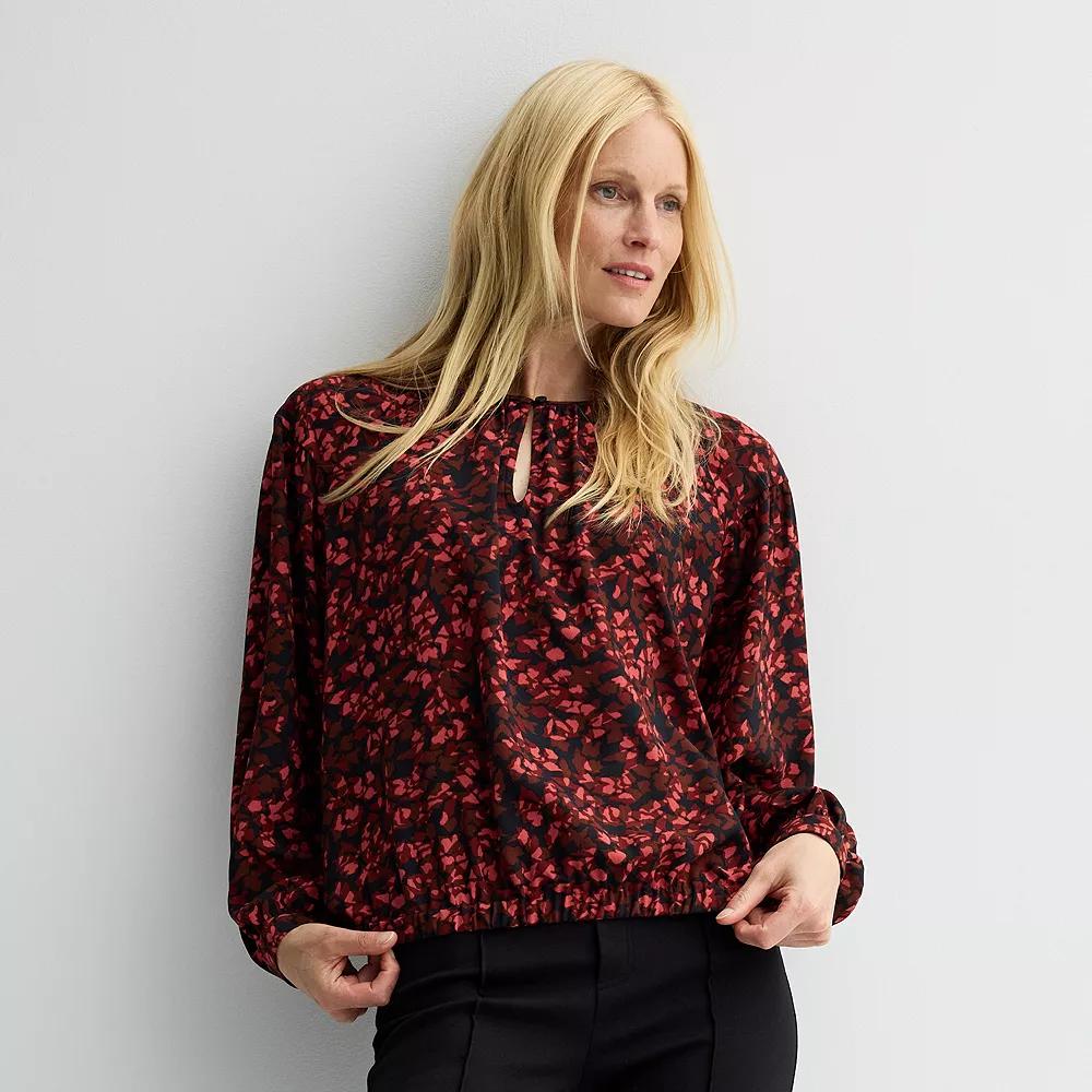 Women's Nine West Keyhole Elastic Waist Blouse, Size: XL, Blue Foliage Product Image