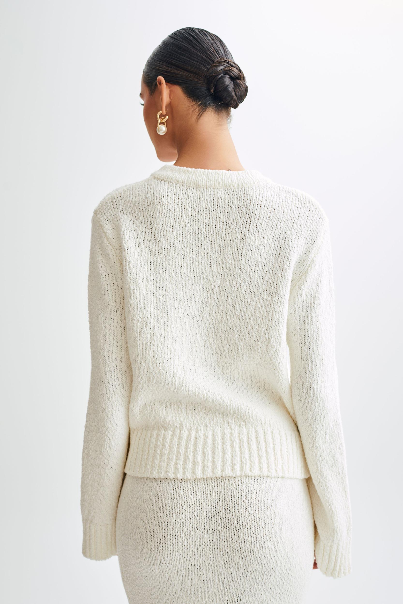 Moira Oversized Boucle Cardigan - White Product Image