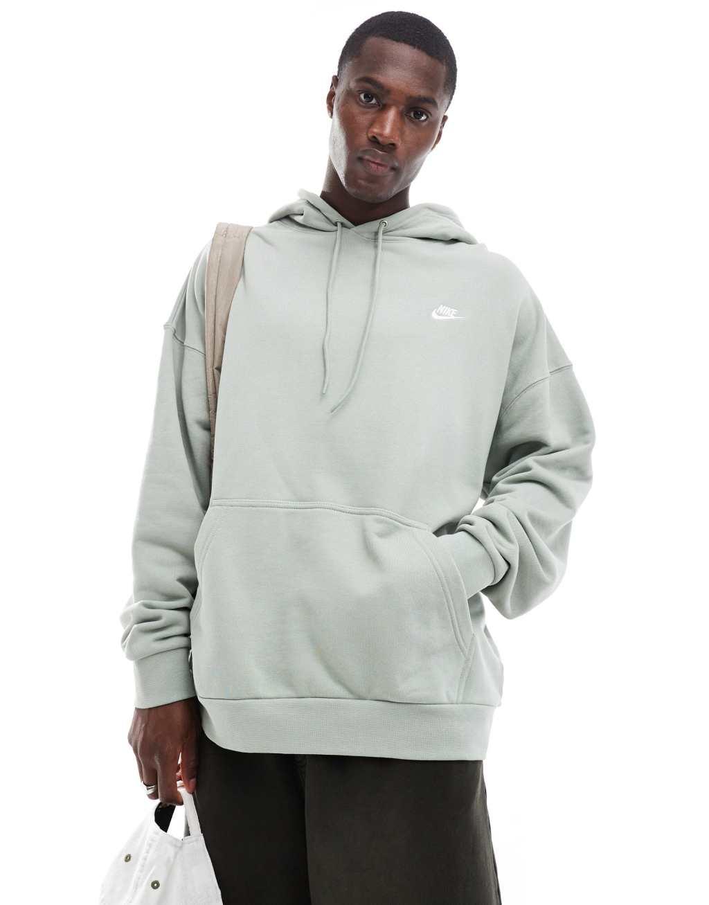 Nike Club French terry oversized hoodie in olive Product Image