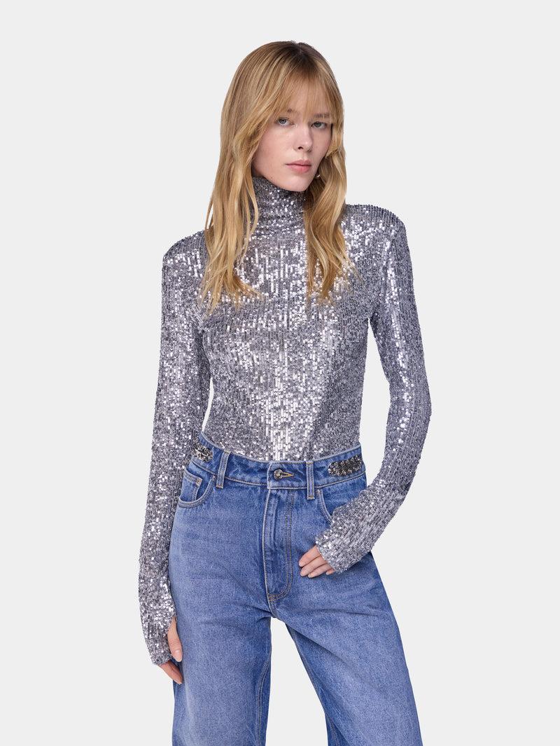 TURTLENECK TOP IN SEQUINS Product Image