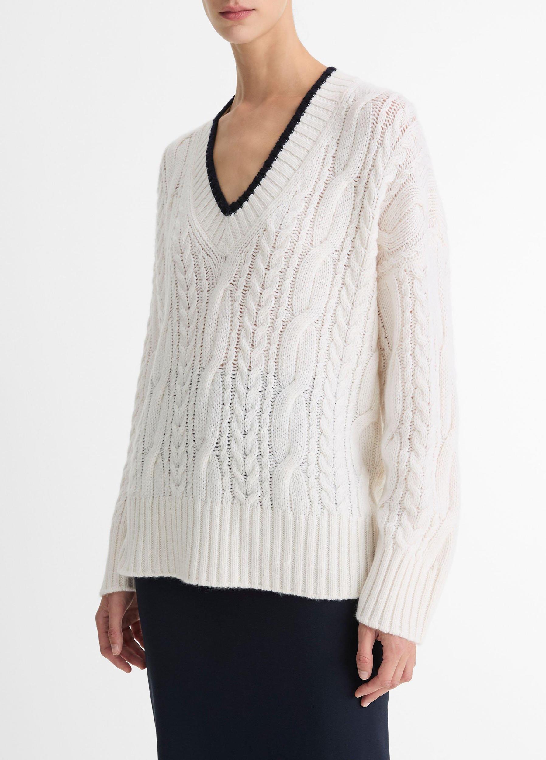 Cable-Knit Wool-Cashmere Oversized Sweater Product Image