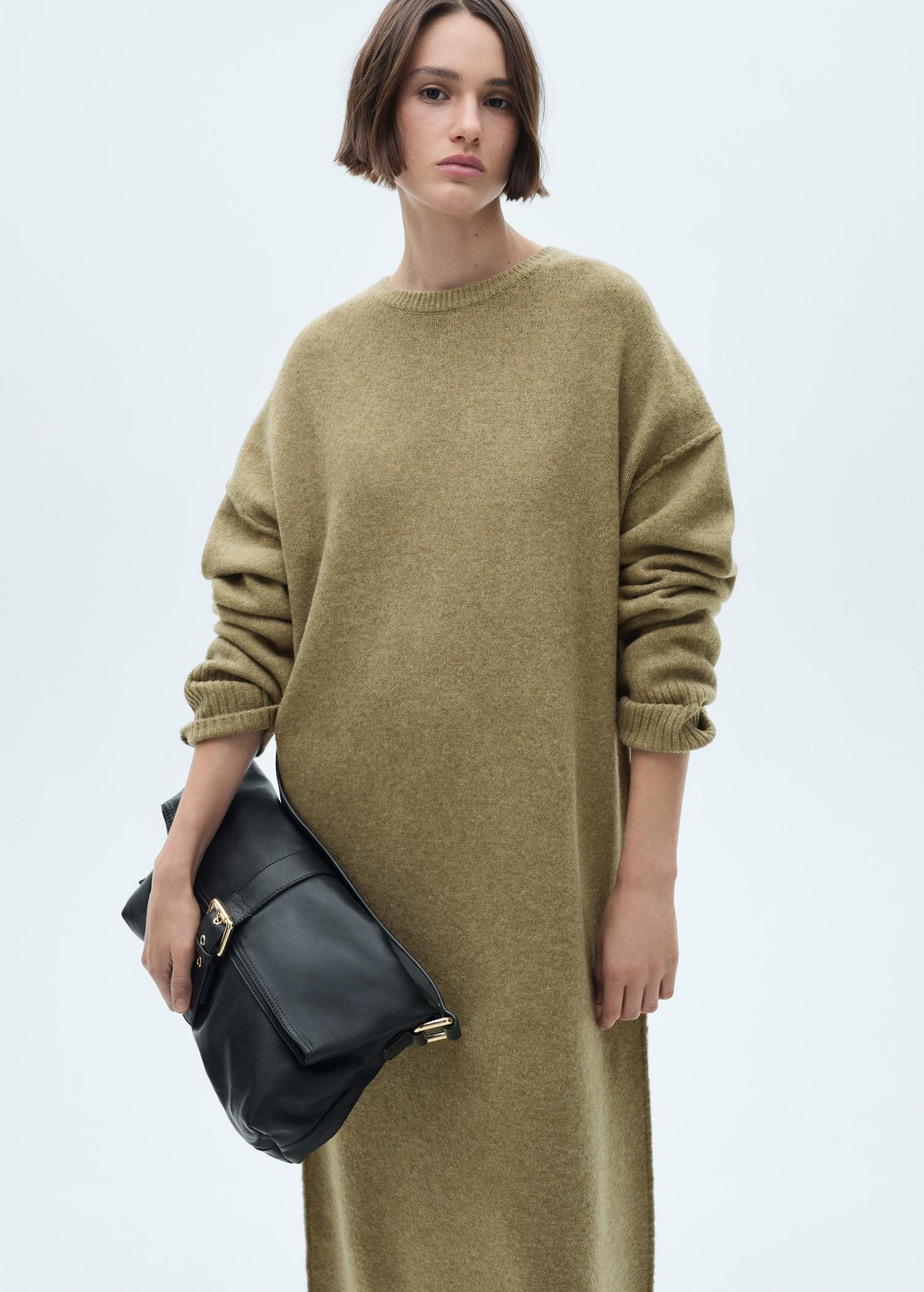 Knitted dress with ribbed finishes - Women | MANGO USA Product Image