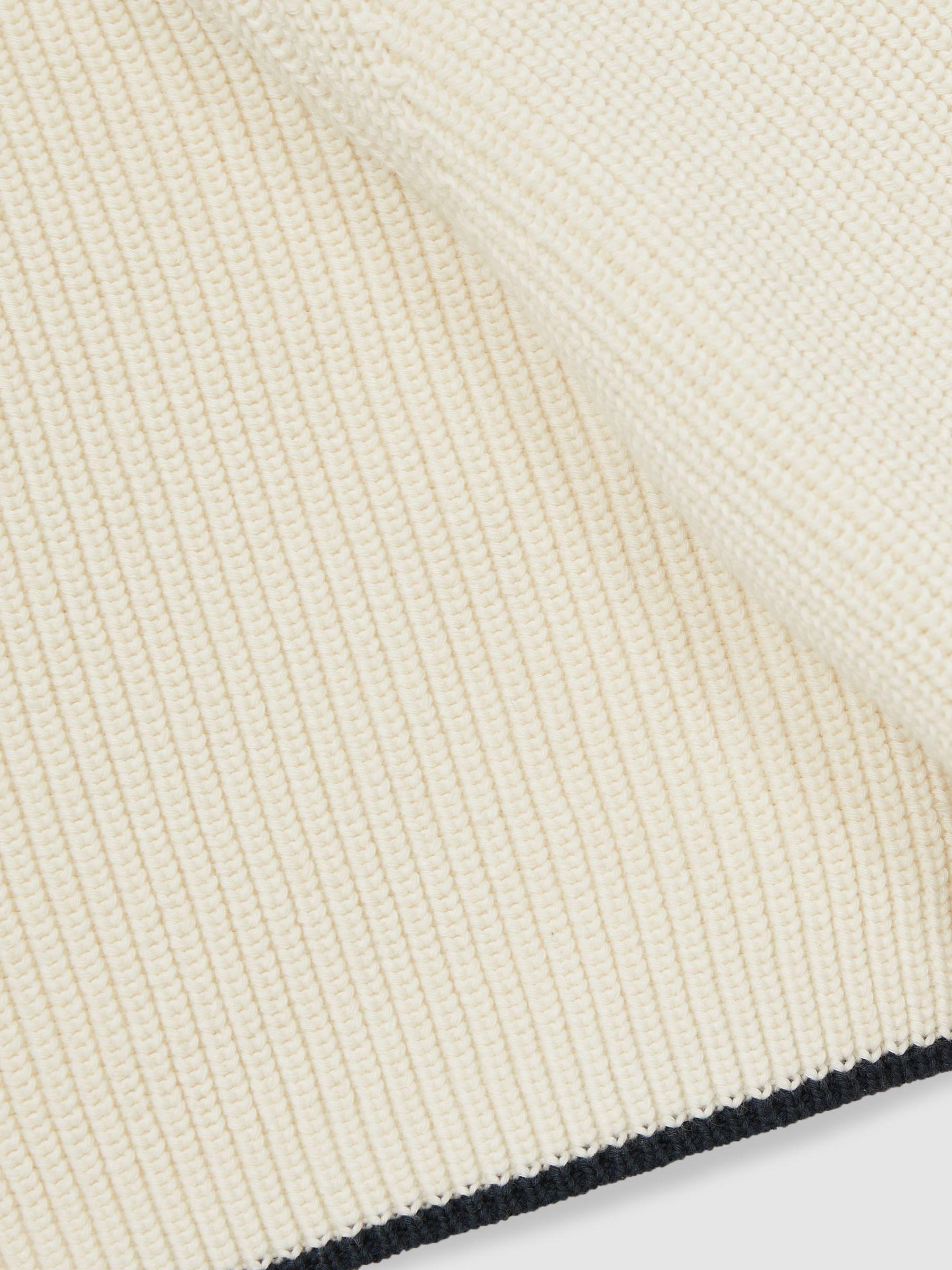 Rib Knit Tipped T-Shirt in Off White/Navy Product Image